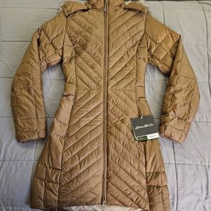 Eddie Bauer Women's Stormrepel Long Down Coat Faux Fur Hood